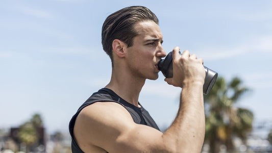 Man drinking Bone broth protein