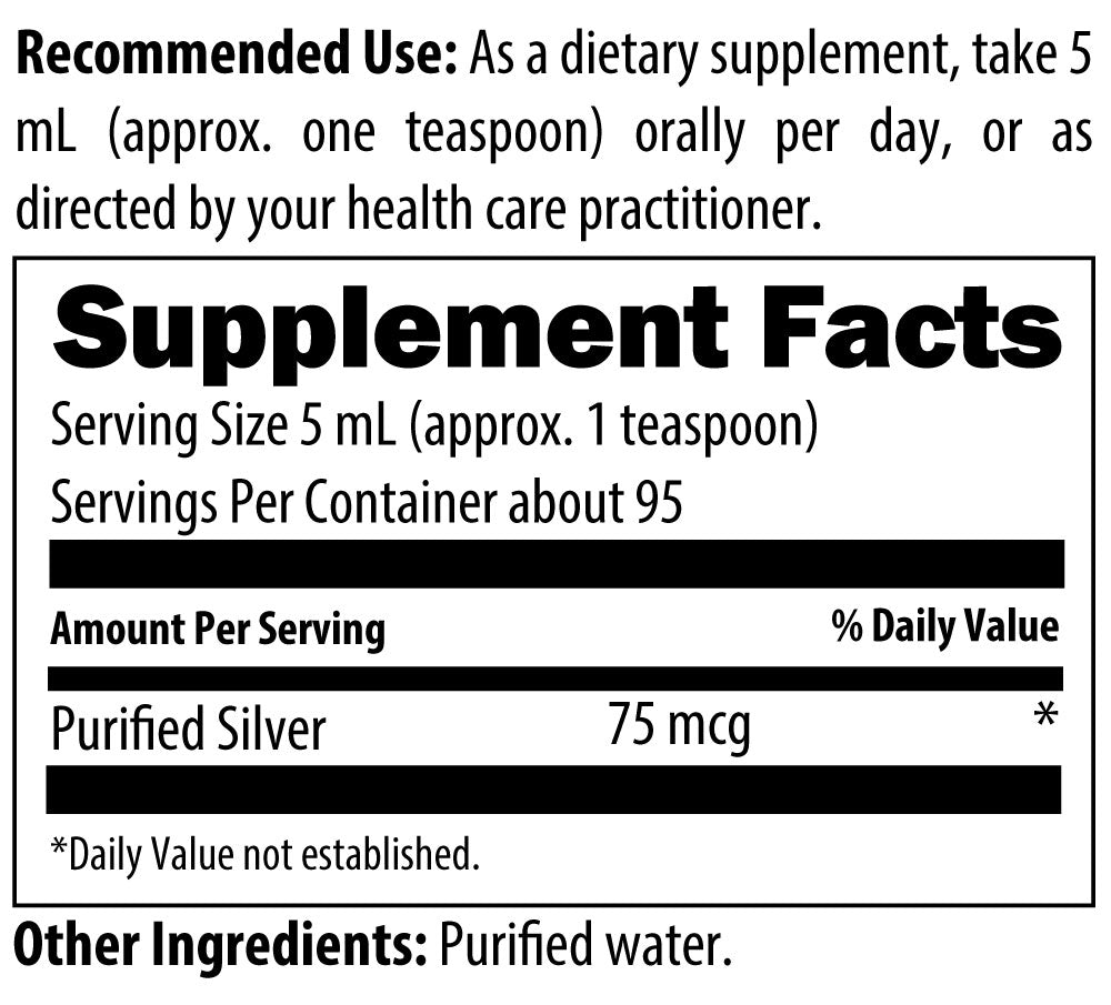 AG Silver Max Dietary Supplement Facts