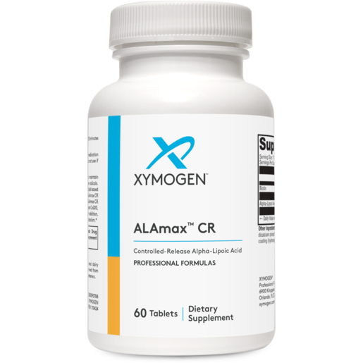 Xymogen ALAmax CR dietary supplement bottle on a white background