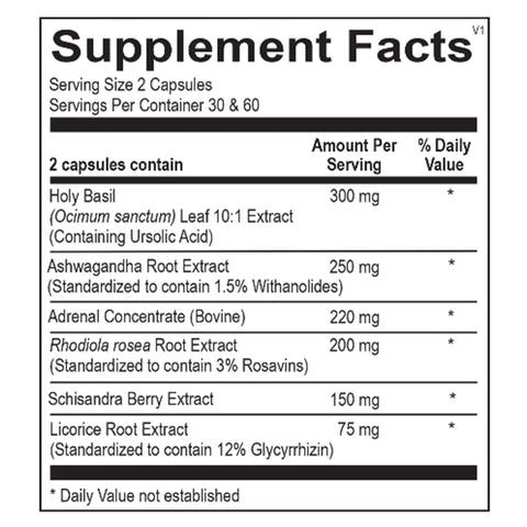 Adrenal Support Dietary Supplement Facts