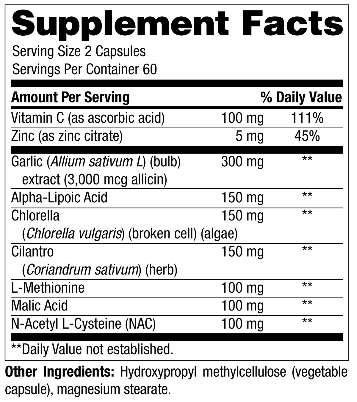 Chi Rho Chiropractic - Detox Synergy Supplement Facts