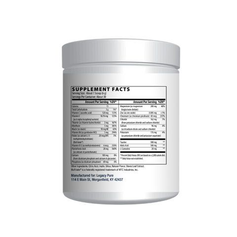 Electro-ade Lemonade |Supplement Facts | Legacy Pure Supplements