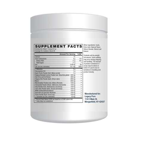 GI Vive | Supplement Facts 2 | Legacy Pure Supplements