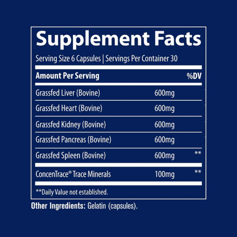 Beef Organs 500 mg 180 Capsules