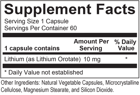 Chi Rho Chiropractic - Lithium Supreme Supplement Facts