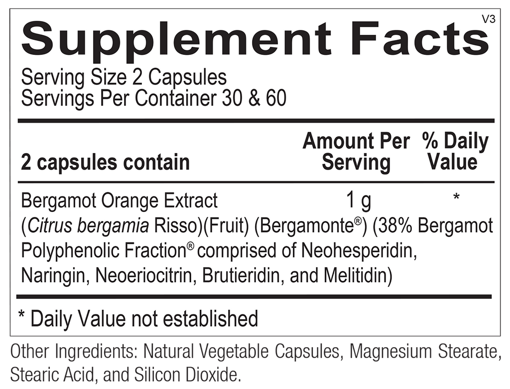 Chi Rho Chiropractic - Bergamot Ultra Dietary Supplement Facts