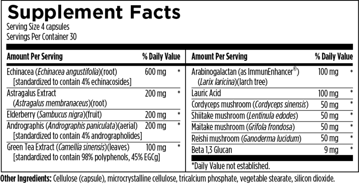 Chi Rho Chiropractic - ImmunoFuel Dietary Supplement Facts
