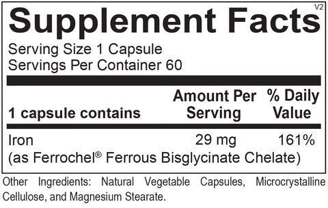 Chi Rho Chiropractic - Iron 26 Supplement Facts
